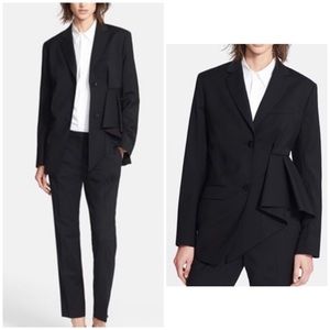 Theory Jester Black Blazer w/ side ruffle sz 4